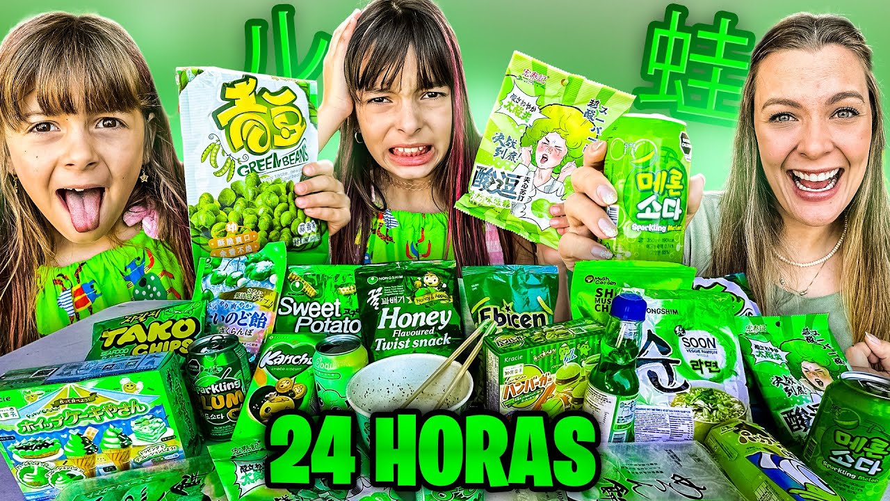 24 HORAS COMENDO COMIDAS COLORIDAS DO JAPÃO! VERDE