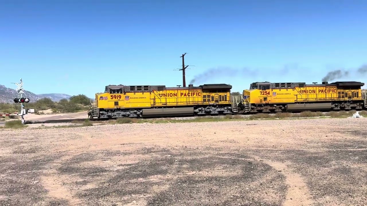 Union Pacific Local Throttles Up On The Lordsburg Sub At Mescal AZ