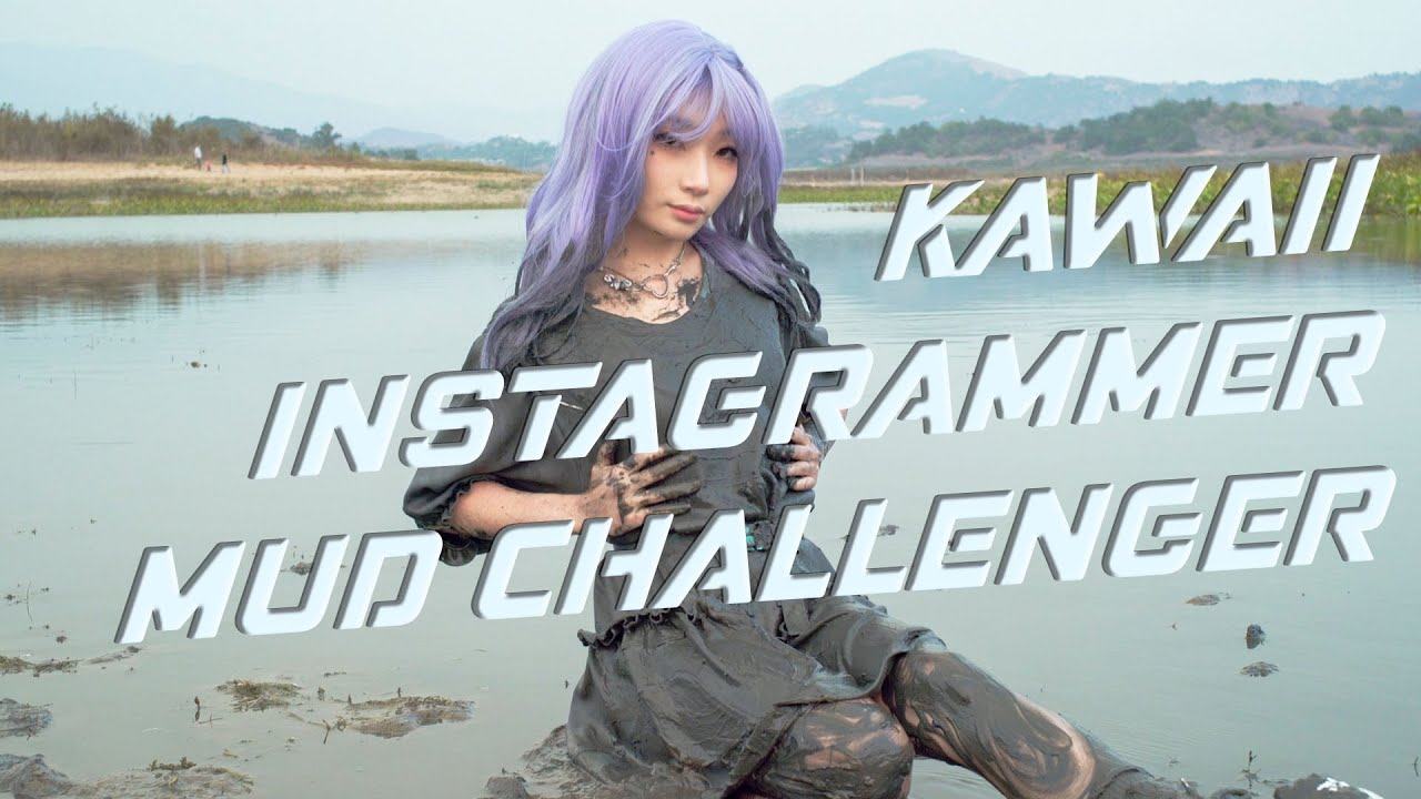 Wetlook Kawaii Harajuku Girl Ruins Sporty Dress & Buffalo Sneakers in Mud Challenge| Muddy Girl