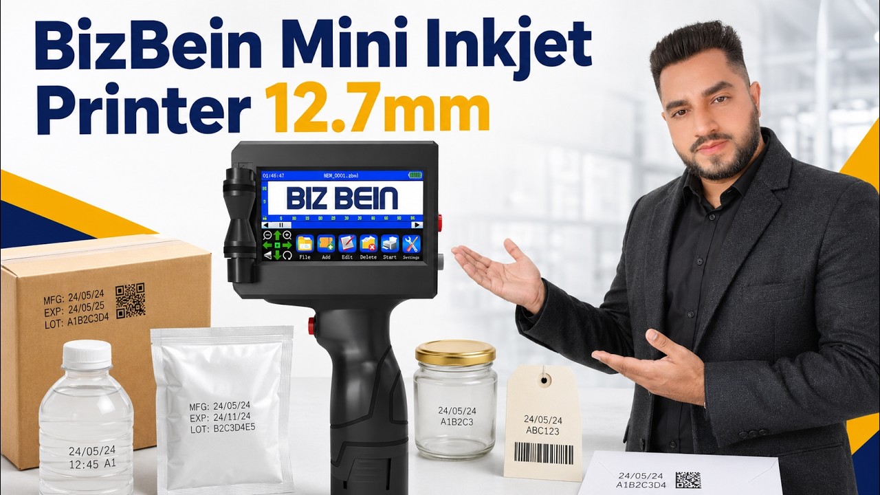 BizBein Mini Inkjet Printer 12.7mm | Handheld Inkjet Printer | Pocket Small Printing Machine | Demo
