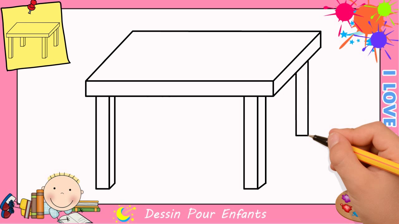 Dessin table FACILE etape par etape - Comment dessiner une table FACILEMENT