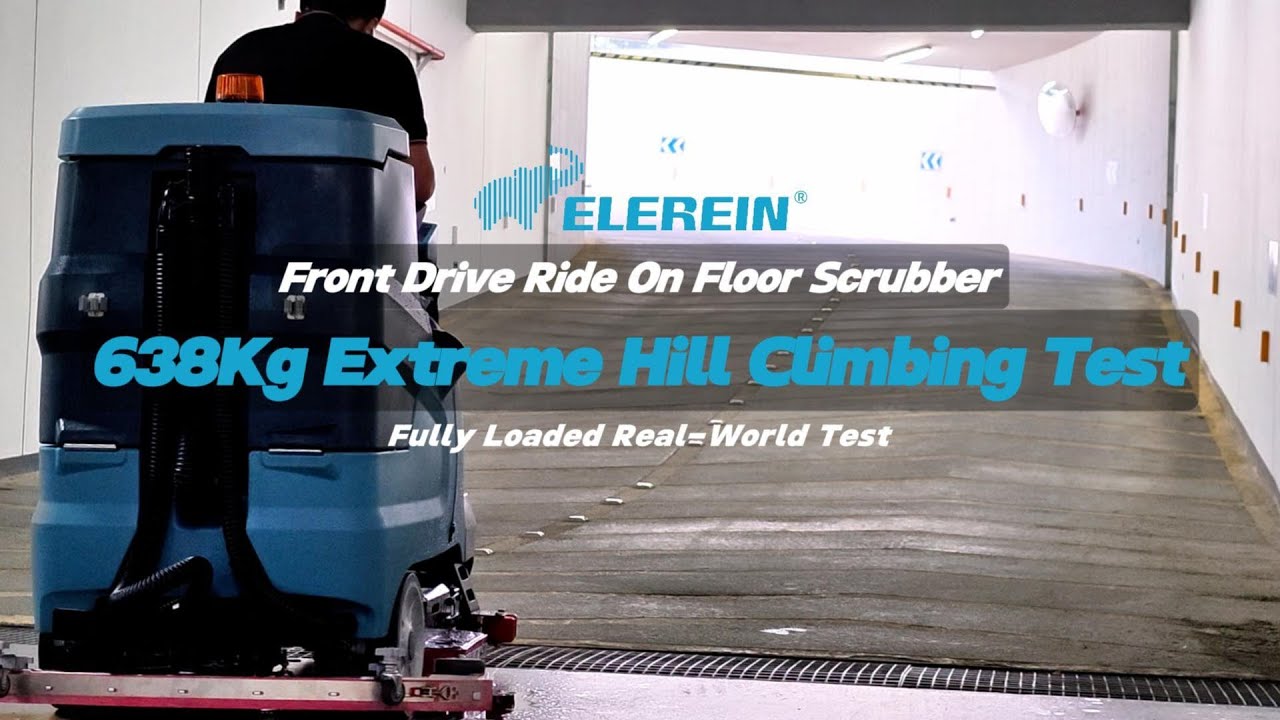 BISON TIPS Front Drive Wheel Ride On Floor Scrubber 638KG Full Load Climbing Test