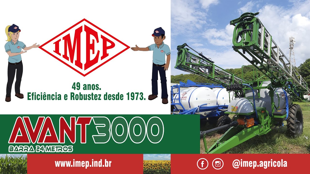 Pulverizador Agr&iacute;cola de Barras IMEP - AVANTI 3000 litros com 24m - soja, cana, milho, amendoim