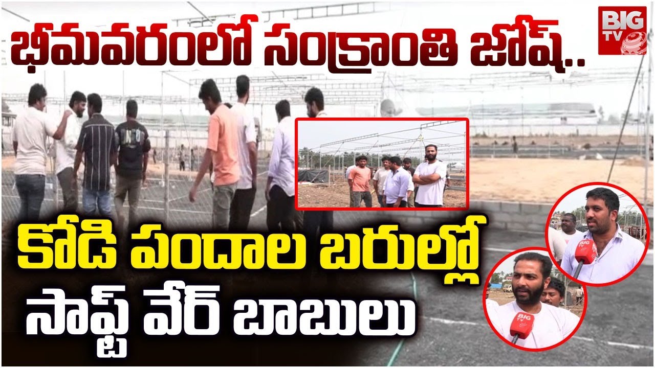 భీమవరంలో సంక్రాంతి జోష్..| Software Employes Participating in Kodi Pandalu | Bhimavaram | BIGTV