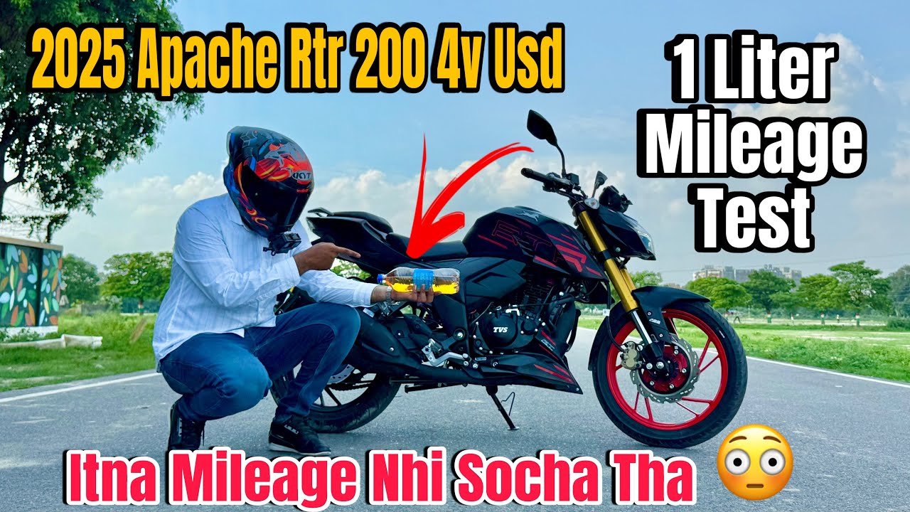 2025 Tvs Apache Rtr 200 4v Usd Mileage Test || 1 Liter Mileage Test || Review || Top Speed Test