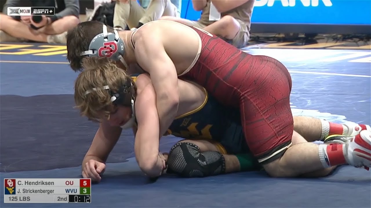 125lbs Conrad Hendriksen (Oklahoma) vs Jett Strickenberger (West Virginia)