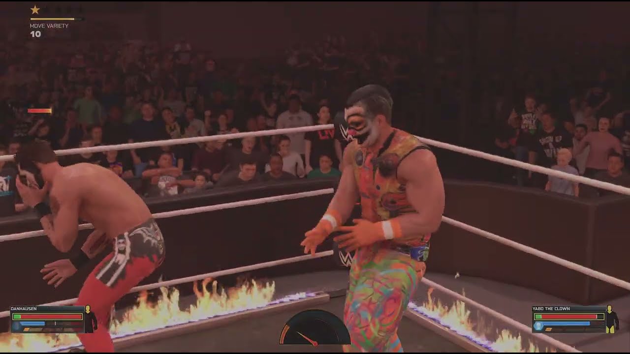 WWE 2K26 Данхаузен против клоуна Ябо