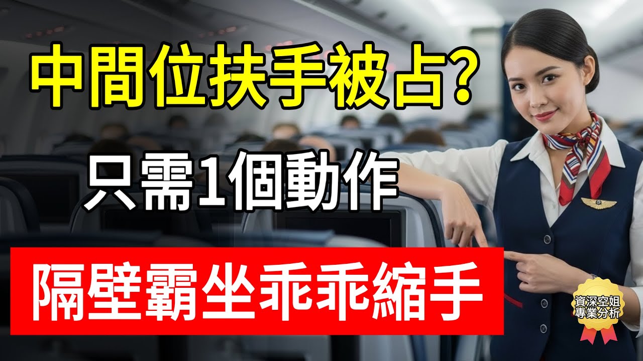 中間位扶手被占？千萬別吵架！只需做這1個動作，優雅奪回領地！對方還得跟你道歉！#飛機禮儀 #中間座位 #扶手爭奪戰 #空姐揭秘 #機艙衝突 #旅遊攻略 #睿智同行 #詠晴 #長輩坐飛機