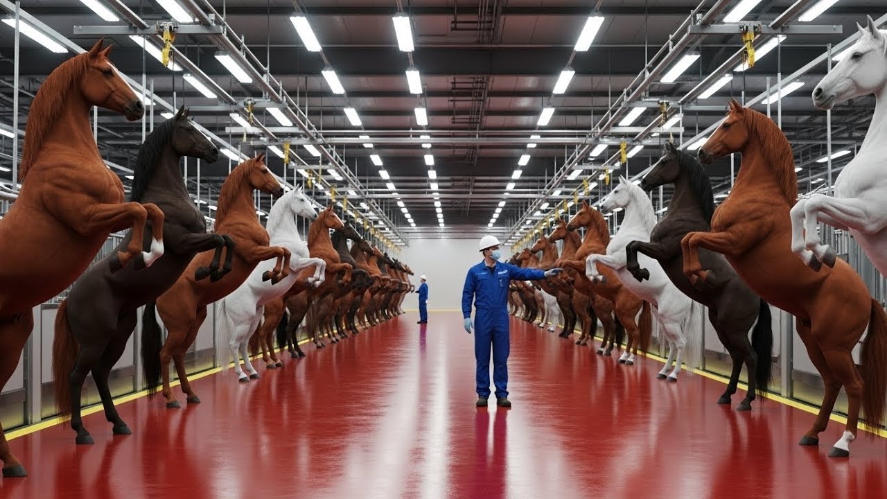 Modern Horse Farming Systems and Industrial Processing Around the World