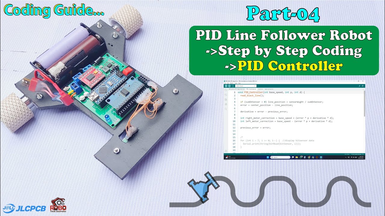 PID Line Follower Robot Step by Step Coding: Part-4 | PID Controller | JLCPCB