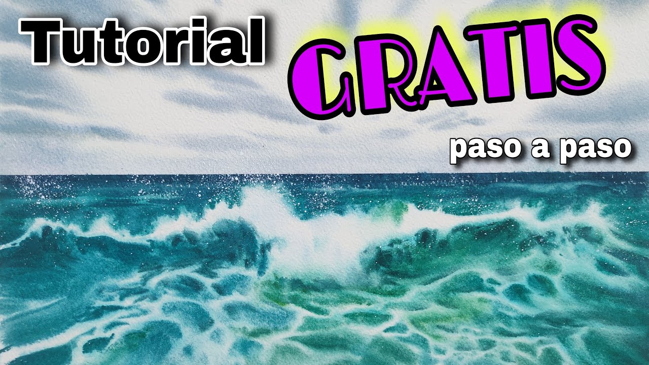 C&oacute;mo pintar una ola y espuma de mar 🌊 MARINA PASO A PASO EN ACUARELA
