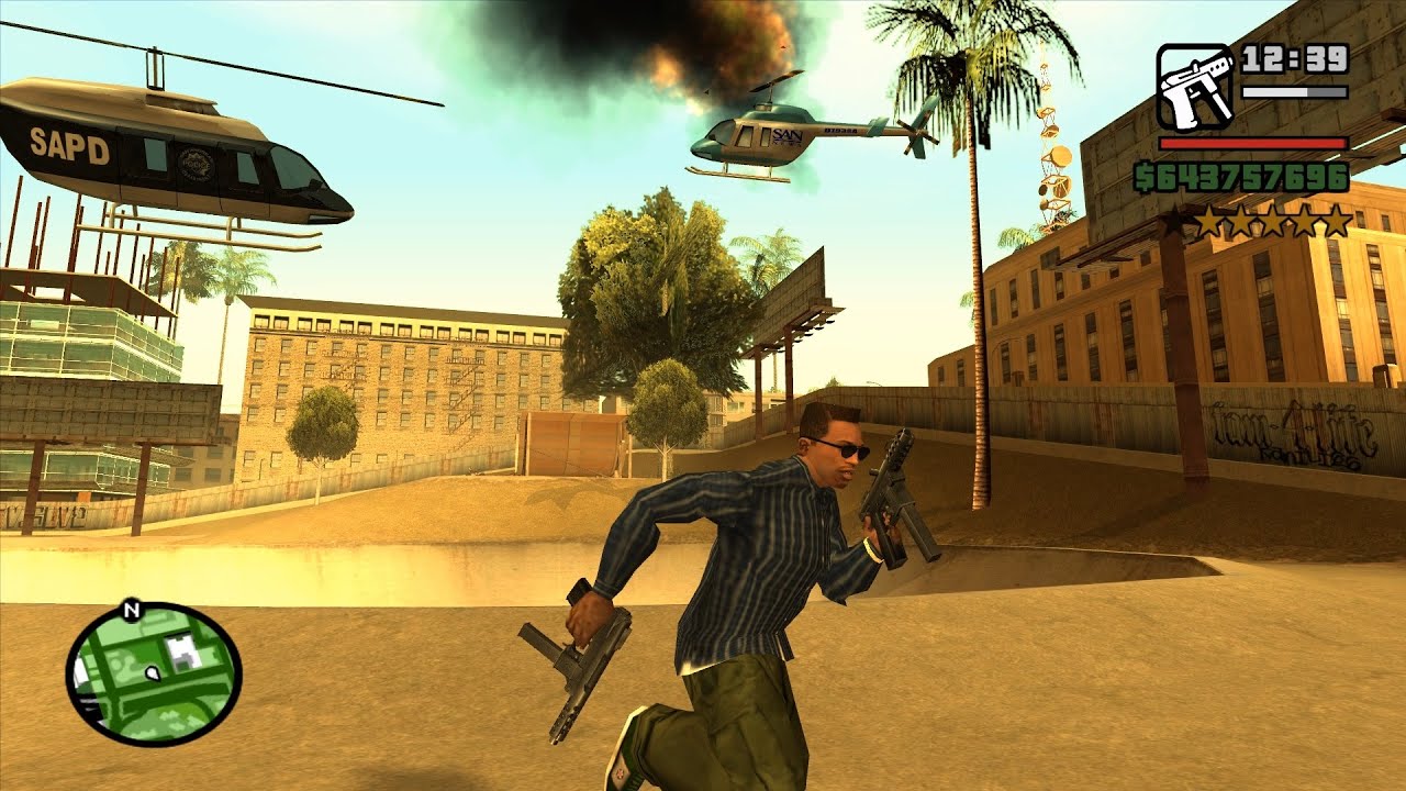 GTA San Andreas Extreme 6 Stars Police Shootout Chase + Escape