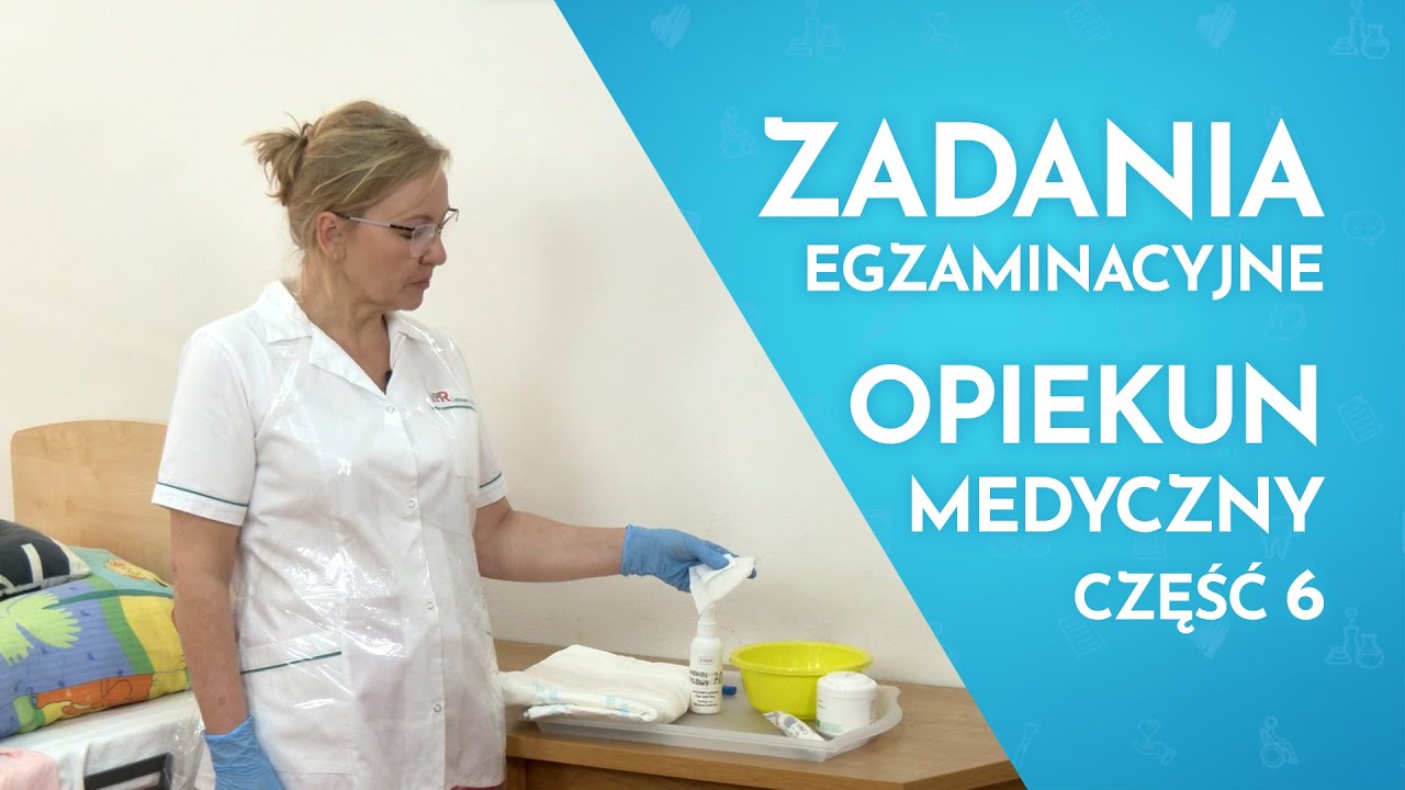 Egzamin Opiekun Medyczny | okład rozgrzewający z 70% alkoholu etylowego na część grzbietową ręki.