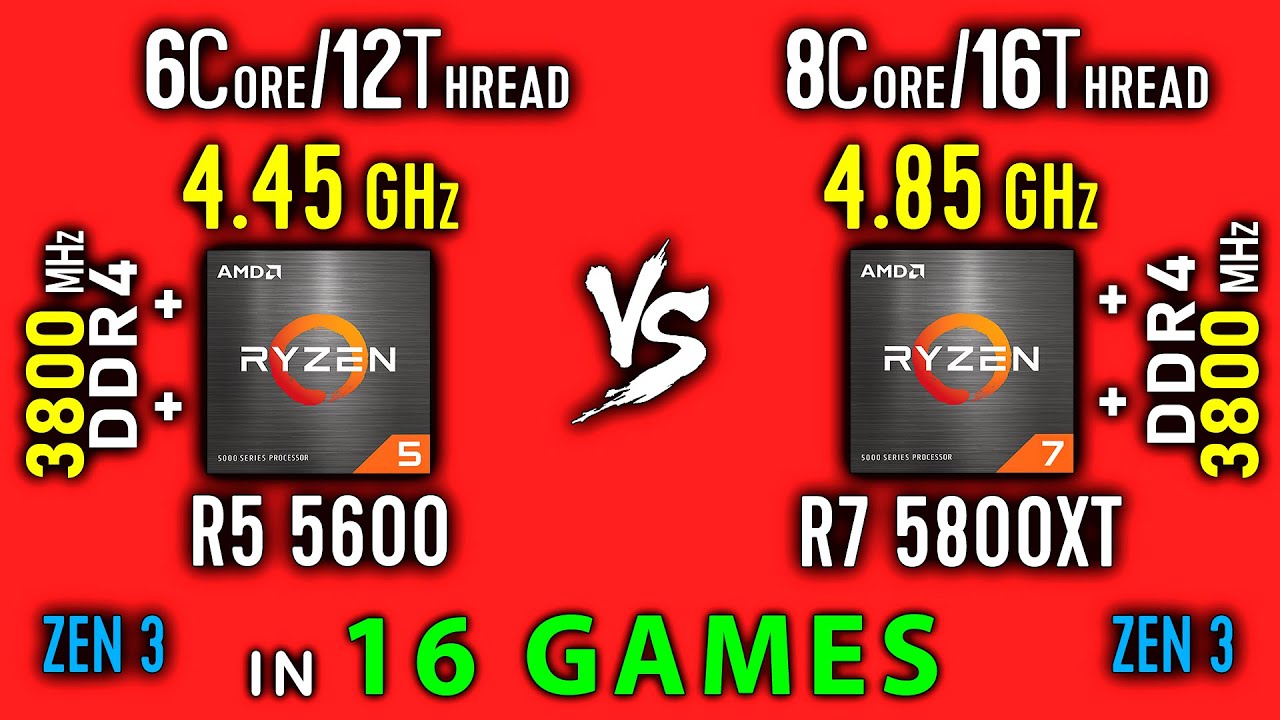 Ryzen 5 5600 vs Ryzen 7 5800XT Test in 16 Games | R5 5600 vs R7 5800XT + Thermal, Power, Efficiency