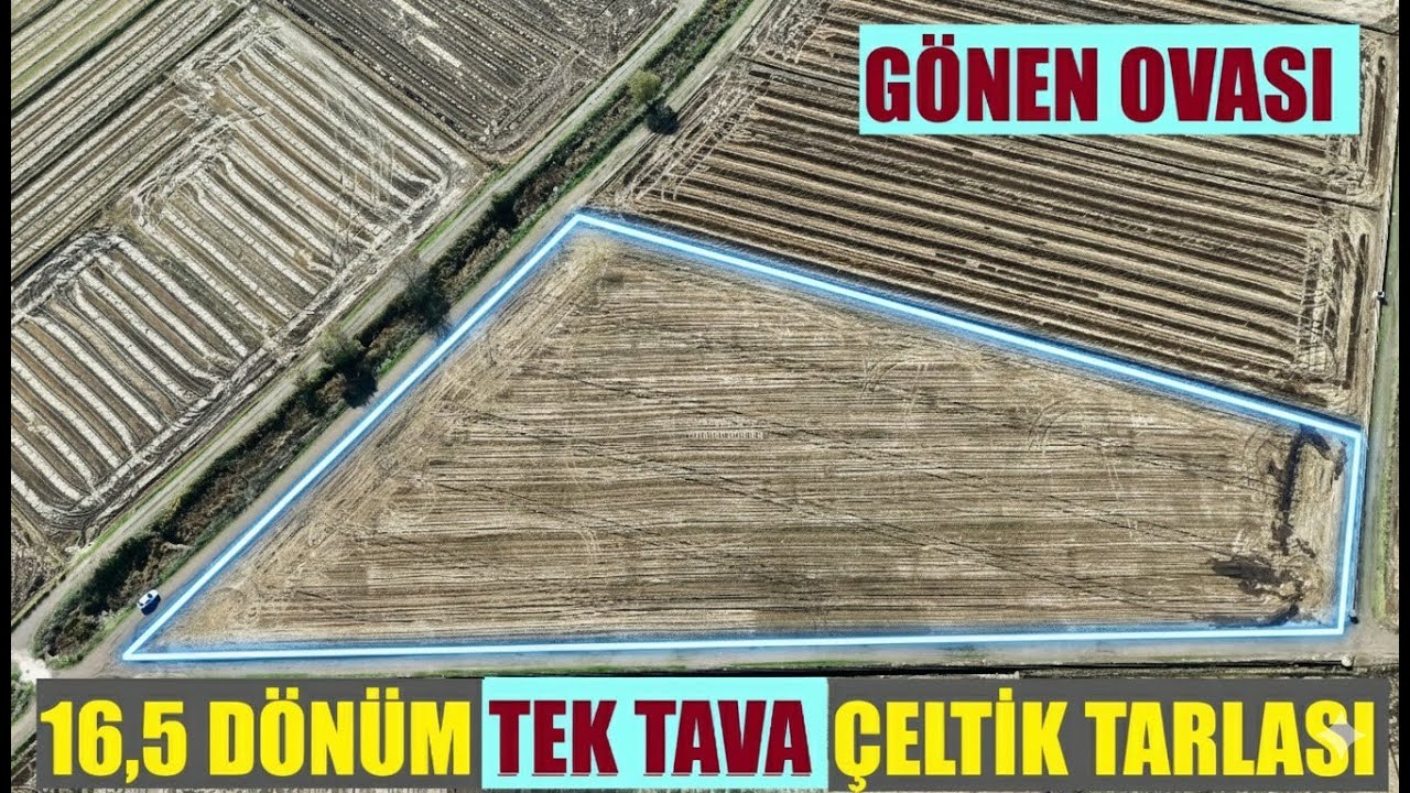 GÖNEN OVASINDA TEK PARSEL TEK TAVA ÜÇ YOLA CEPHE 16.403 M² ÇELTİK TARLASI