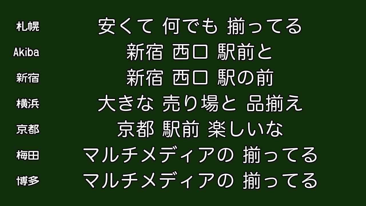 ヨドバシカメラの歌・カラオケ