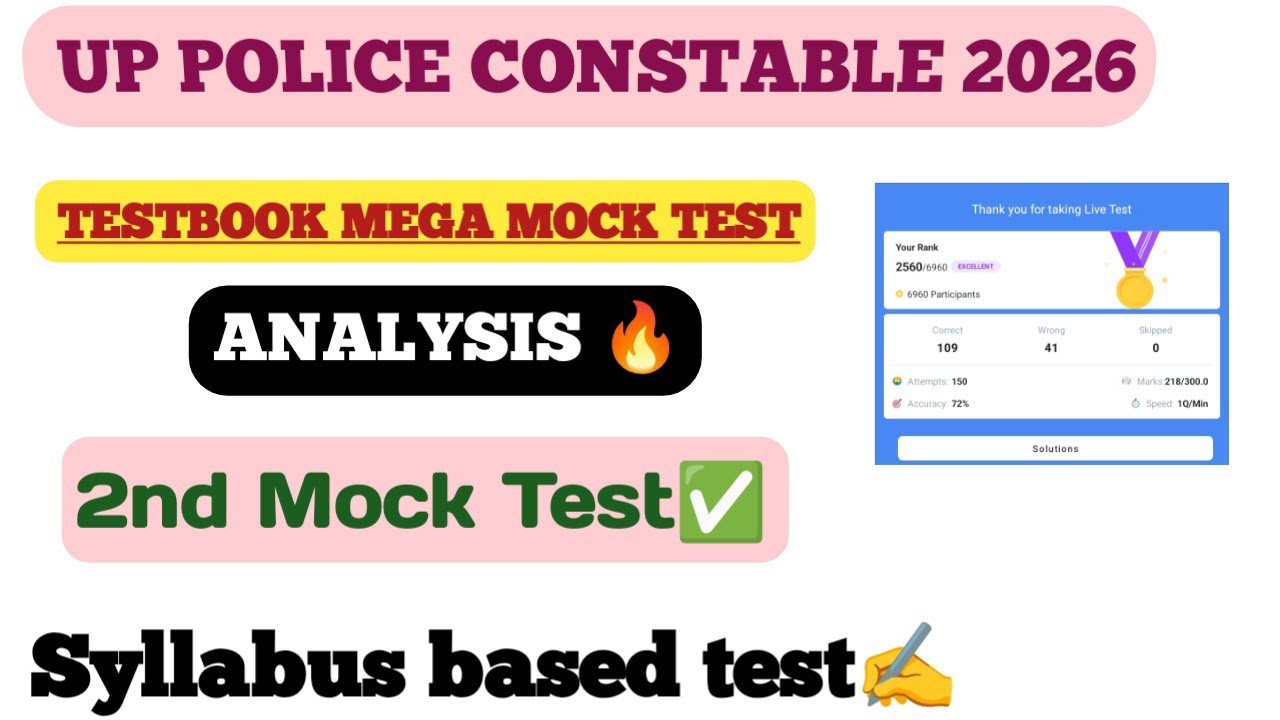 UP POLICE 32000+🎯|| UPP Testbook Mega Mock Test Analysis 🔥|| UPP SYLLABUS BASED TEST✅