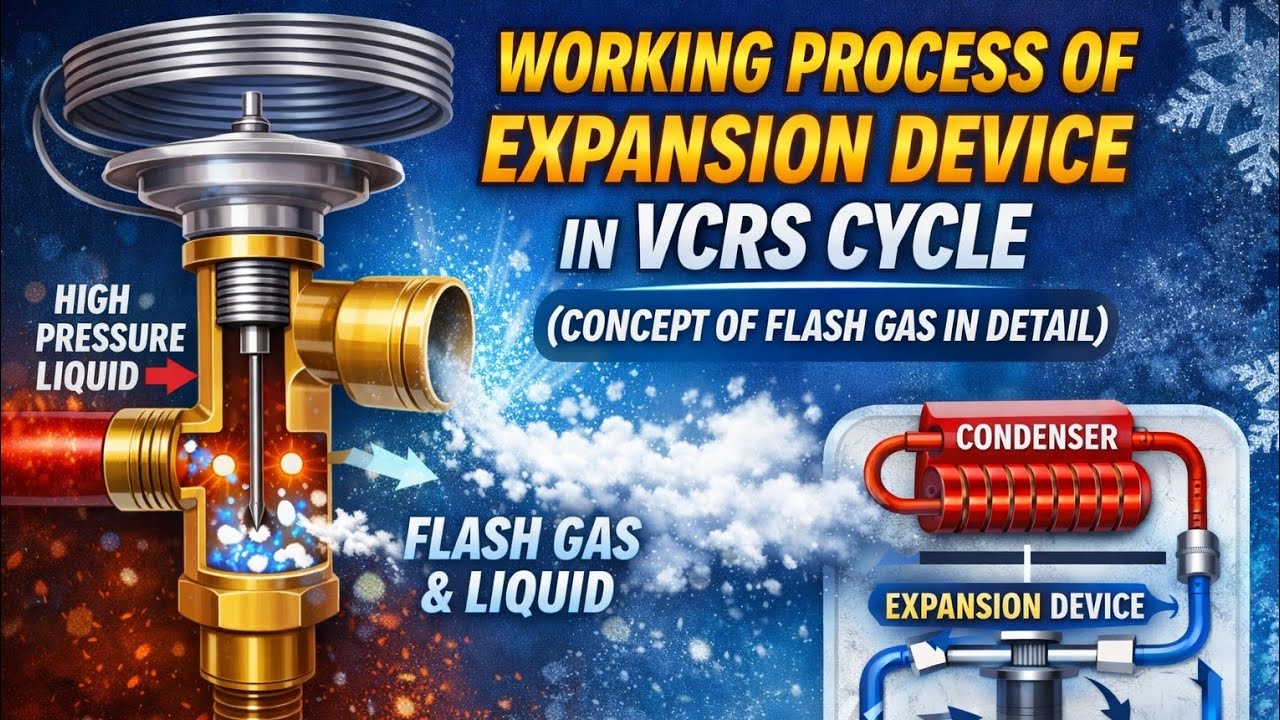 Part 6- Flash gas in VCRS cycle,working process of expansion device (throttling process) in hindi