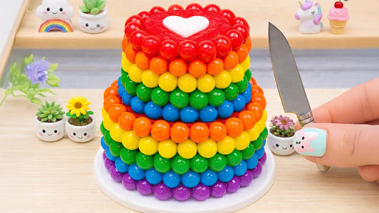 Amazing Miniature Colorful Rainbow Cake 🌈 Miniature Rainbow Chocolate Cake Decorating Ideas