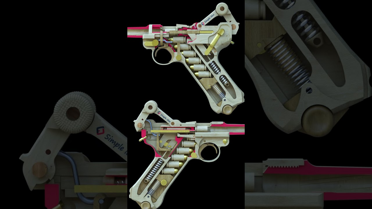 Luger pistol works (left and right view)