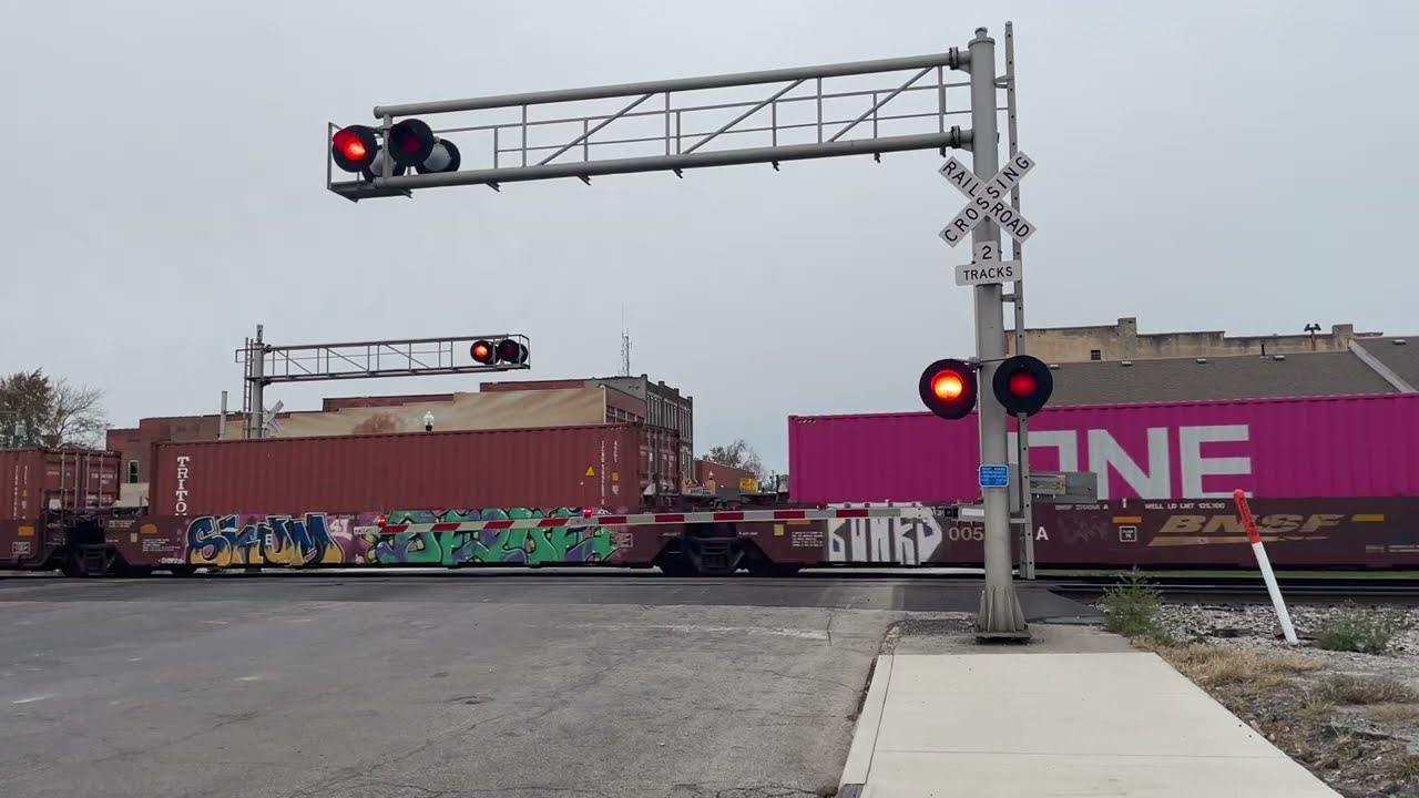 CSX 5367 Leads Intermodal West | Main St. Railroad Crossing, North Baltimore, OH
