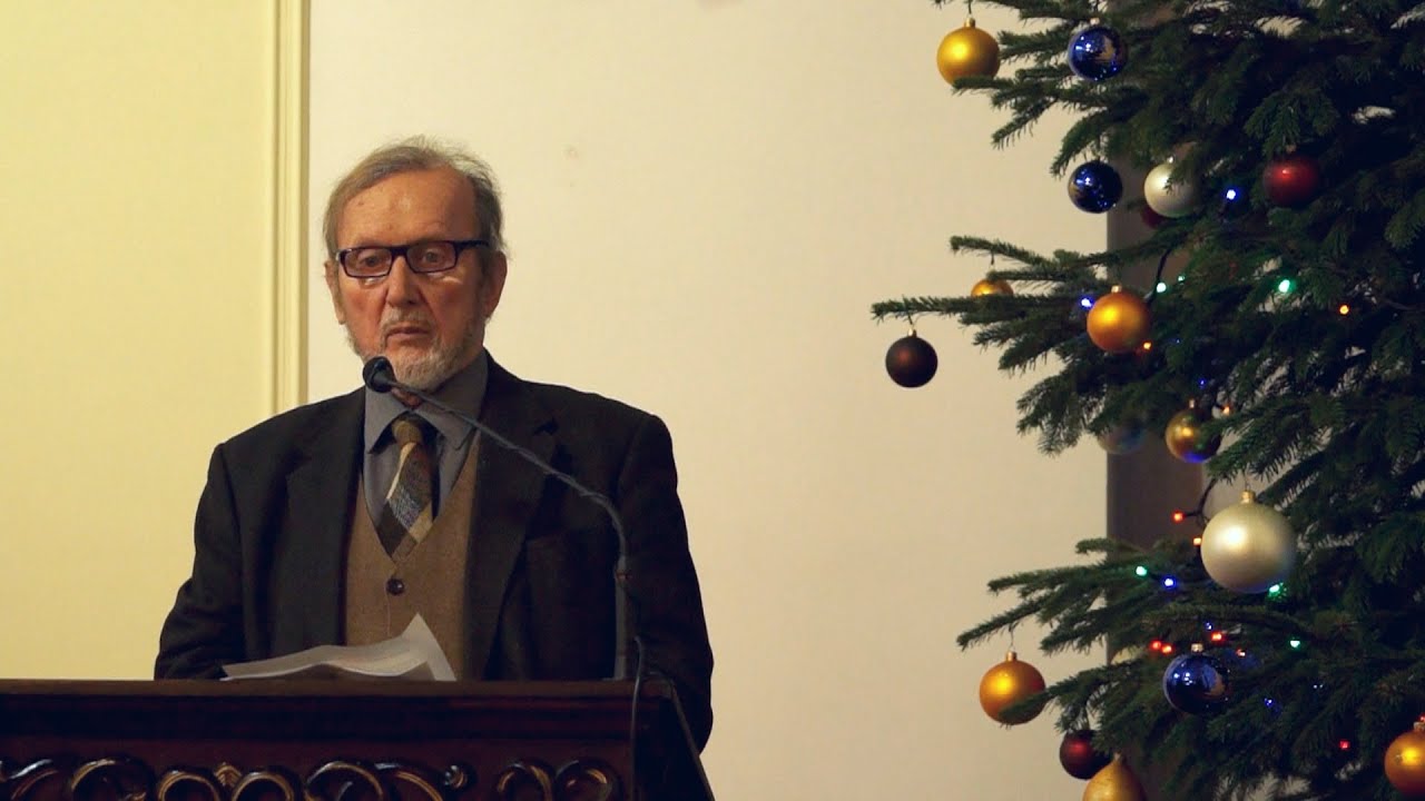Ernest Bryll recytuje wiersze na Bożonarodzeniowym spotkaniu PWTW 19 grudnia 2015