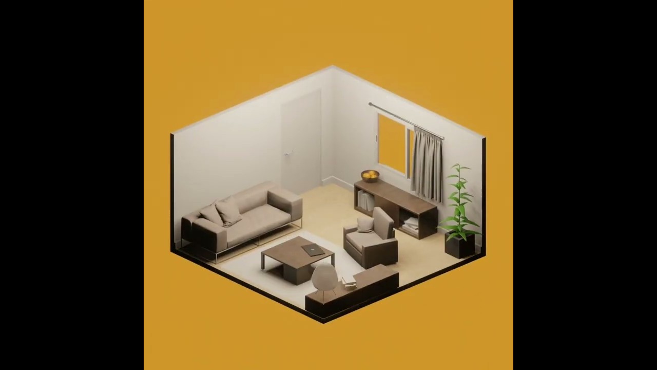 [Blender] Iso-architecture #1: The living room