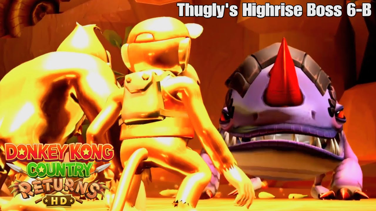 Donkey Kong Country Returns HD | Boss Fight Thugly's Highrise Level 6-B & 1 Player - Switch
