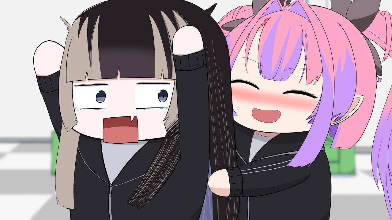 【手描き】酔ってハグしに行くヴィヴィと驚いて叫ぶらでん【儒烏風亭らでん/綺々羅々ヴィヴィ/ホロライブ切り抜き】