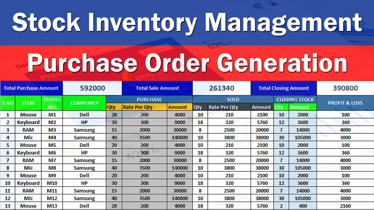 Stock Inventory Management in Excel - Stock Maintain in Excel | Advanced Excel #exceltutoring
