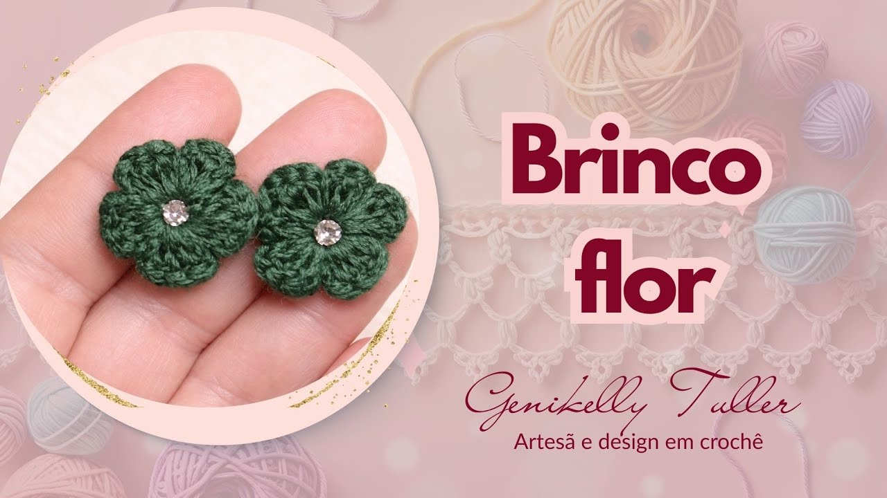 ✨ Brinco floral em crochê  