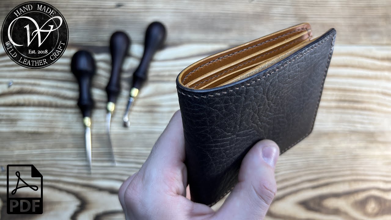 Making a Bifold wallet from vegetable tanned leather Buffalo by #wildleathercraft. Free pattern PDF.
