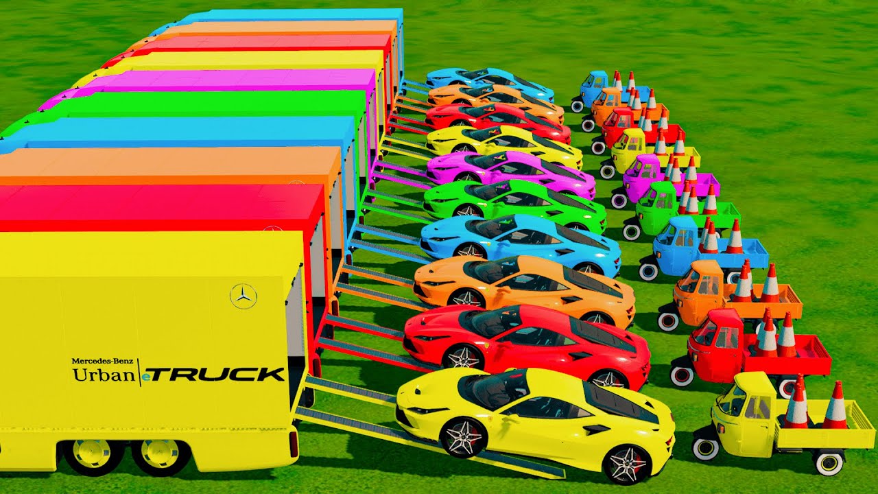 CARS with Colors | All Cars Transport With Urban Trucks In Fs22 | Farming Simulator 22 |
