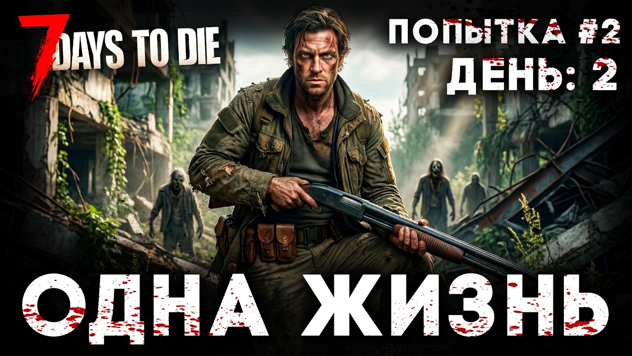 ОДНА ЖИЗНЬ! СЛОЖНОСТЬ: БЕЗУМЕЦ | ПОПЫТКА №2 | ДЕНЬ: 2 | 7 Days To Die #7daystodie #выживание