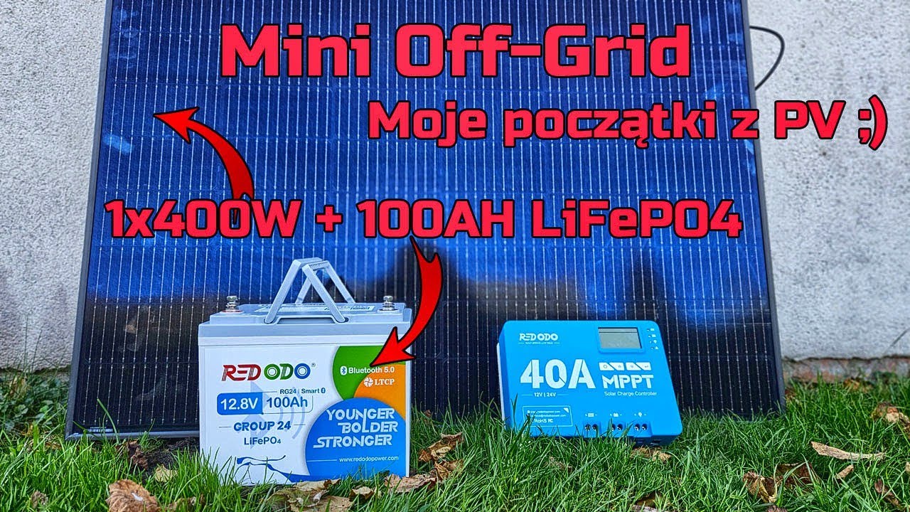 Mini Off-Grid - Jeden Solar 400W + LiFePo4 Redodo 12V 100AH + Redodo MPPT 40A + Przetwornica