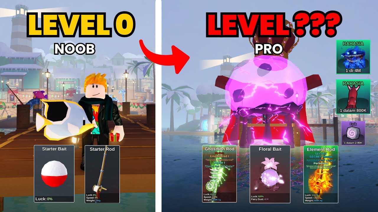 Aku Bermain Fish It Dari Level 0 Sampai Mendapatkan Element Rod - Fish it Roblox