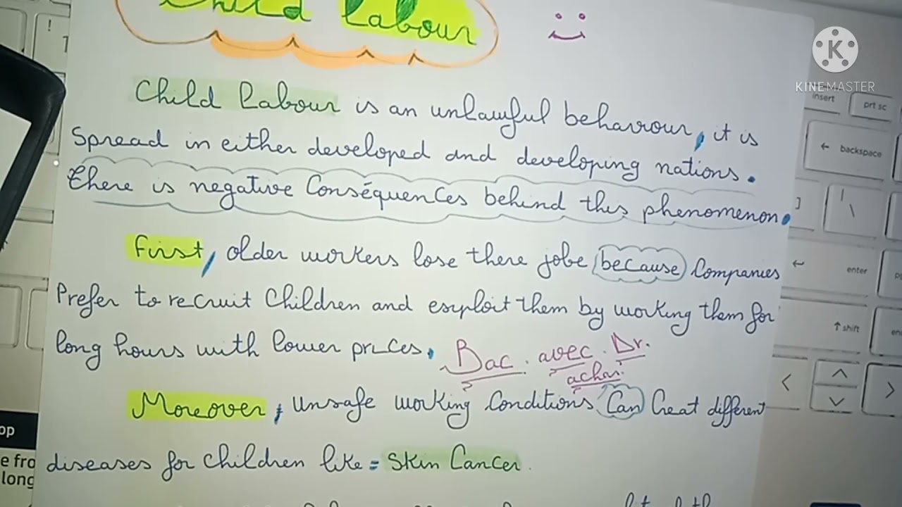 فقرة child labour مضمونة قصيرة وسهلة الحفظ+الشرح بالعربية من وحدة Ethics in business 😯