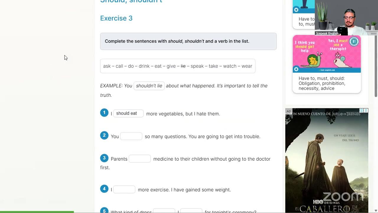 A2 Grammar - Should