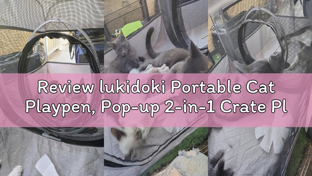 Review lukidoki Portable Cat Playpen, Pop-up 2-in-1 Crate Playpen with Litter Box Area for Indoor/Ou