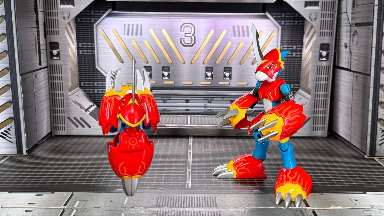 2000 Digivolving Flamedramon / Digi-Egg of Courage Vintage Toy Review - Digimon Adventure - Bandai