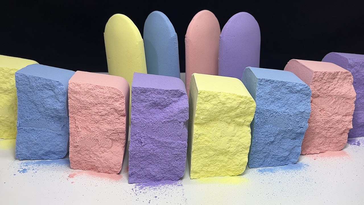 Satisfying Video I ASMR Baking Soda I Huge rainbow blocks