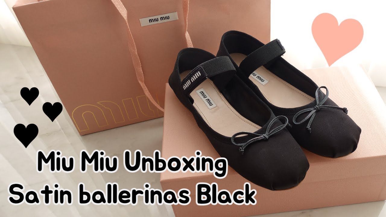 MIUMIU SATIN BALLERINAS BLACK UNBOXING! I treated myself to Miu Miu 🖤