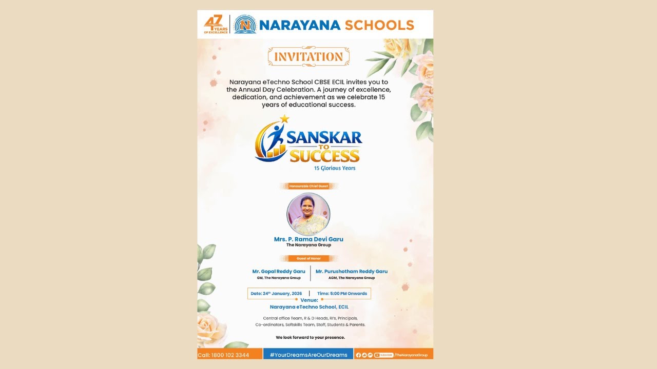 Narayana Schools ||  Annual Day Celebration ||  Narayana eTechno School CBSE ECIL Branch.