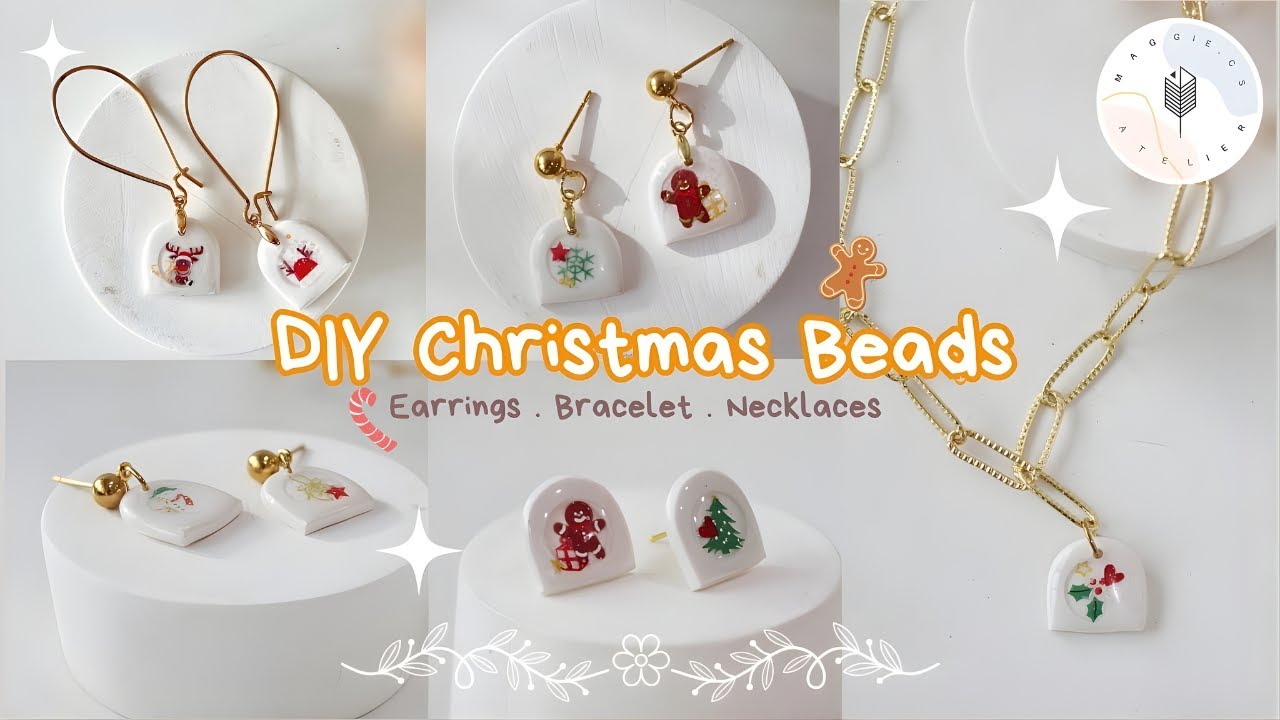 Christmas Polymer Clay Beads Tutorial | Studs & Jewelry Charms