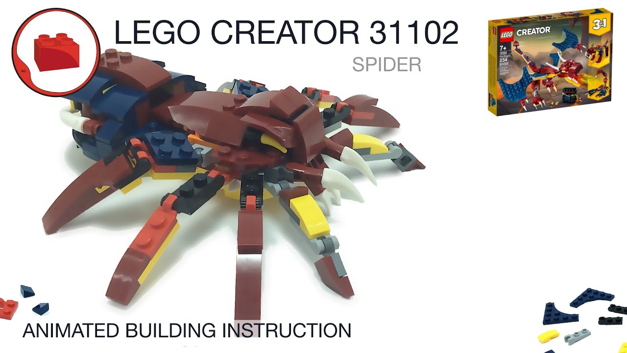 Lego Spider MOC Tutorial - LEGO CREATOR 31102 alternative build instructions Part 6