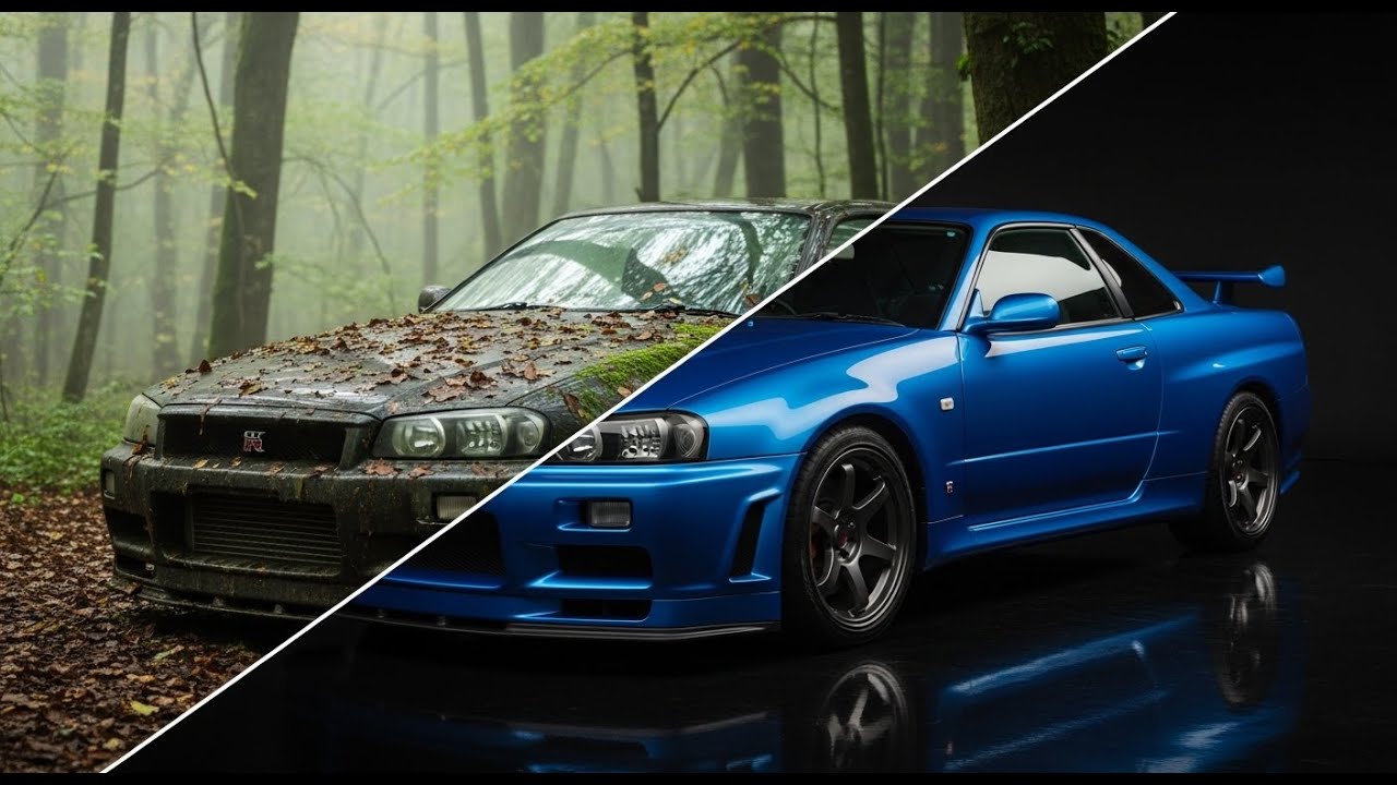 ASMR Car Restoration | 1999 Nissan Skyline GT‑R R34 – From Forgotten Forest to Showroom 8K