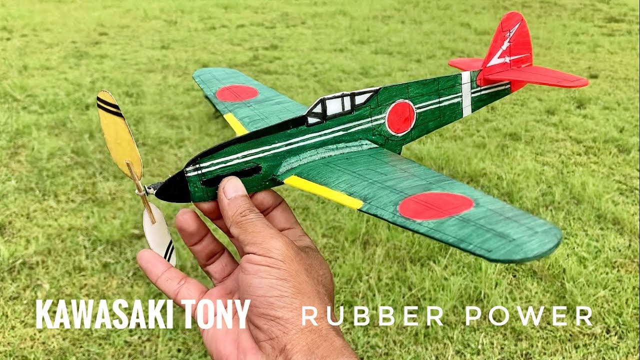 Flying Kawasaki Airplane Rubber Power