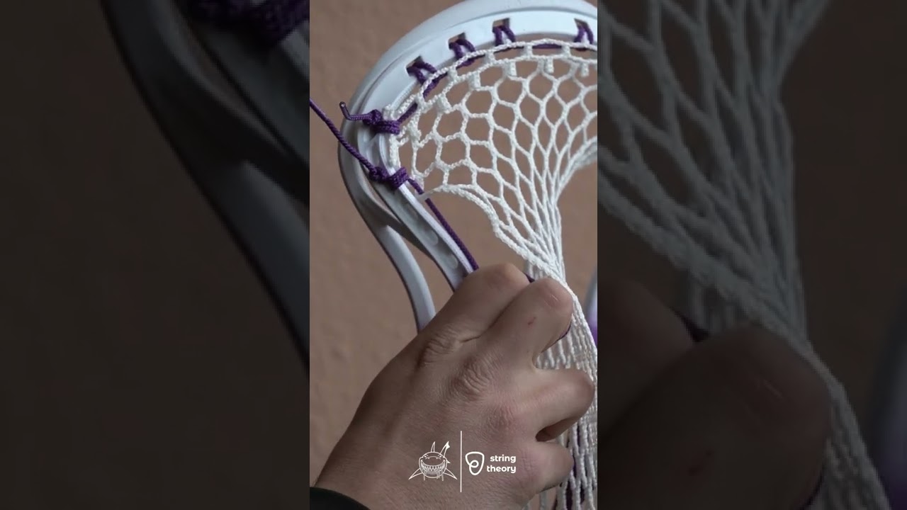 Tutorial: How to string a knotted special interlock (KSI)  on a lacrosse head! #shorts #lacrosse