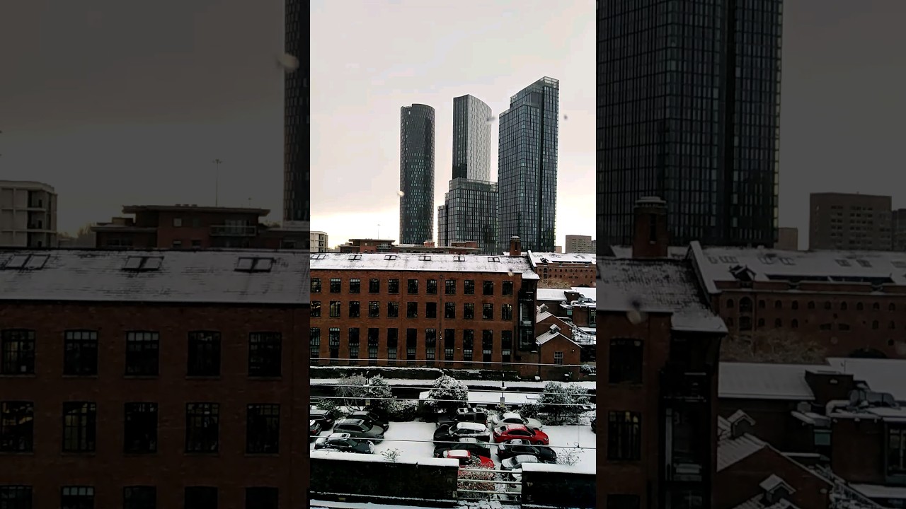 Stunning Manchester Skyline Snow Winter Wonderland 