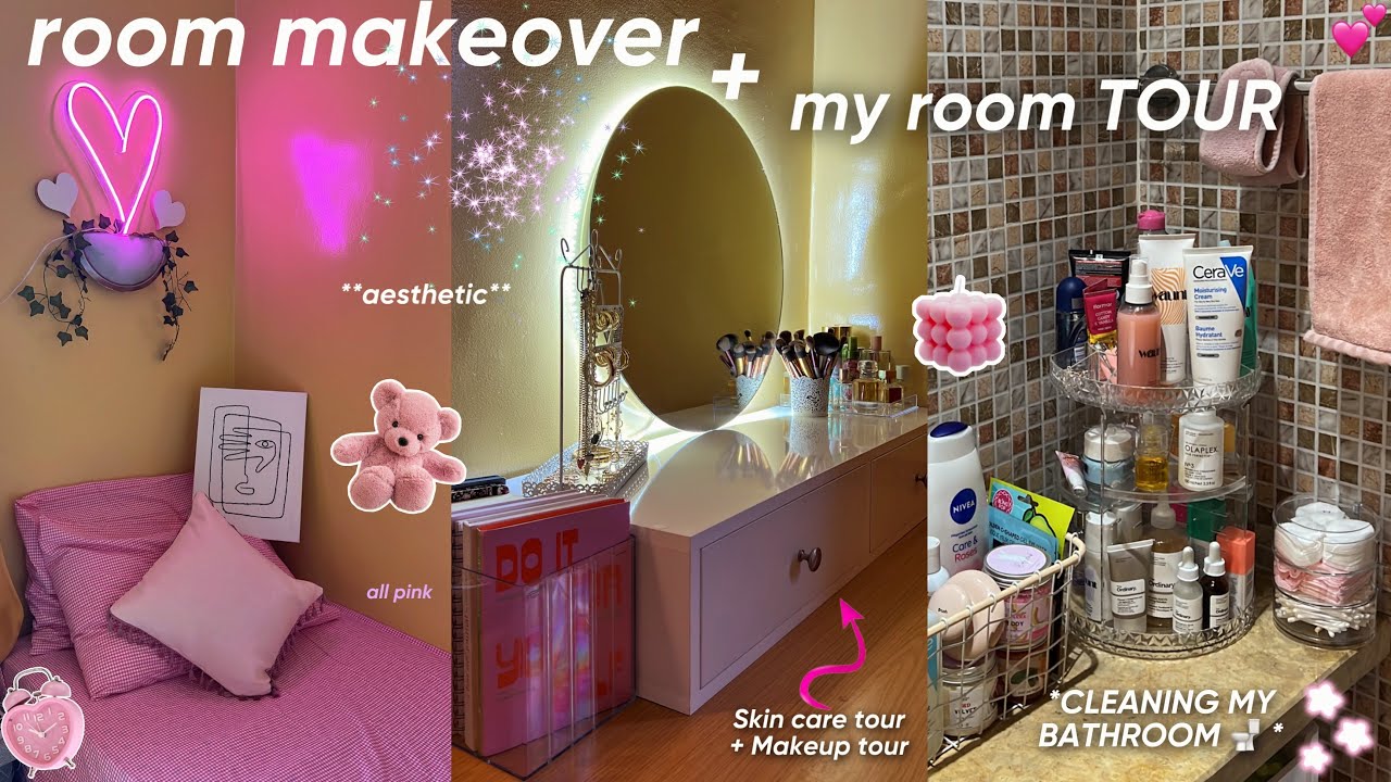 Cleaning My bathroom🛀🏻🌸+ Room tour 🎀|أخيرا قاديت بيتي و بدلت الديكور 💝جولة في غرفتي🍃🌟🧹